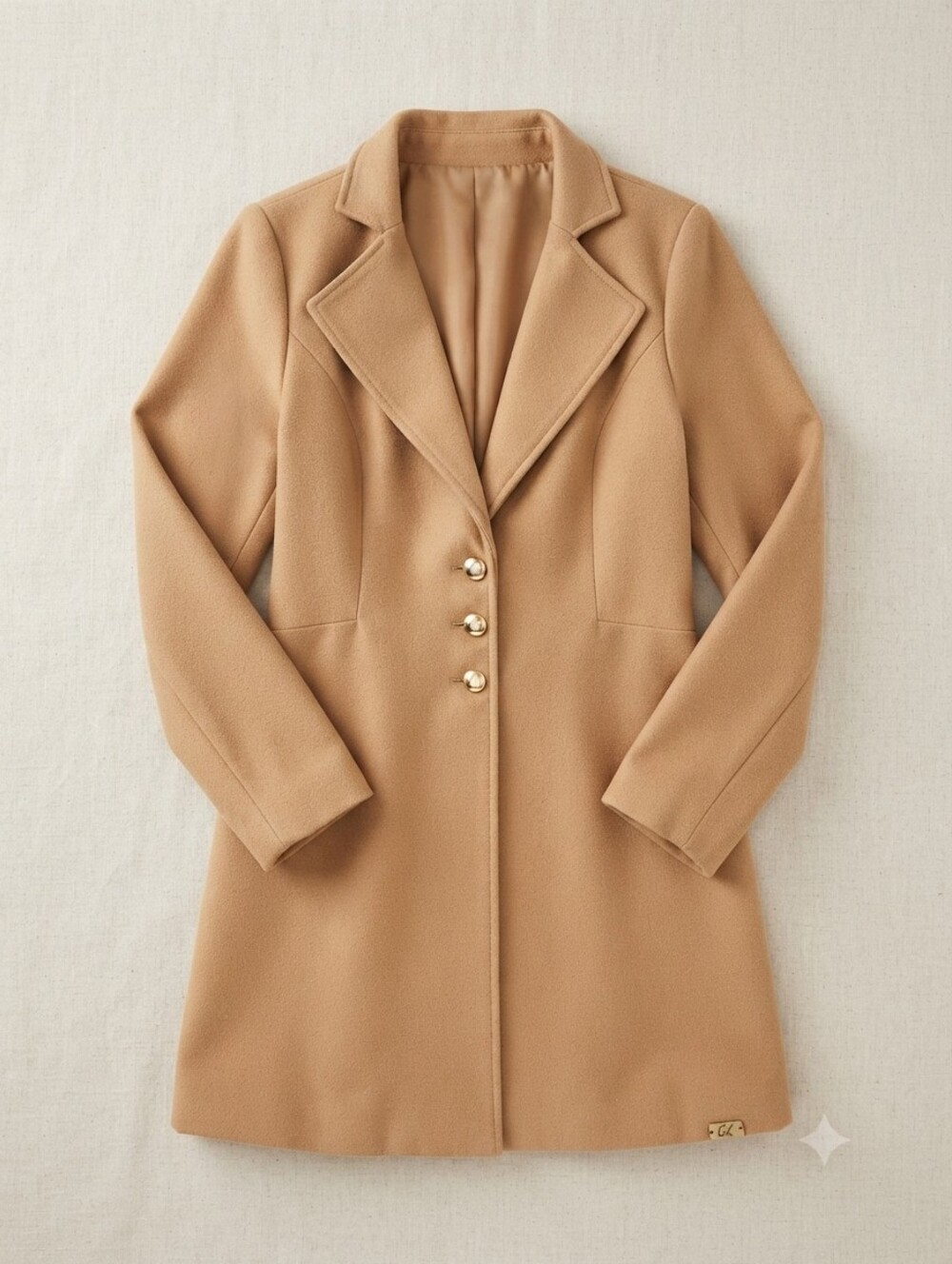Brand New Women's Classic Single-Breasted Tan Coat